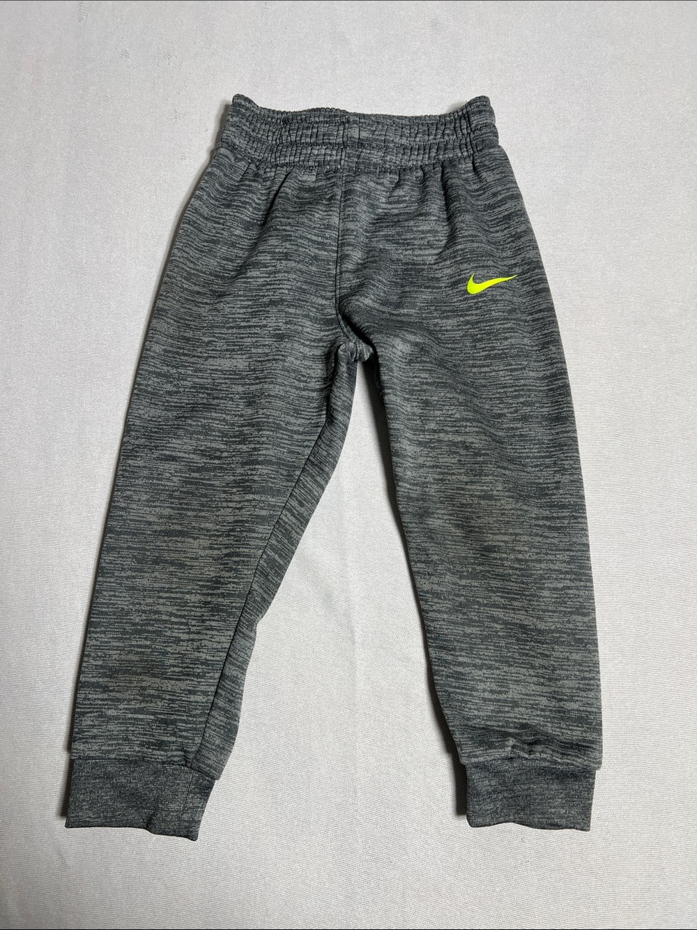Nike Kids Heather Dark Gray Joggers with Neon Yellow Swoosh
